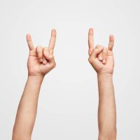 rock & roll hand symbol - concert stock pictures, royalty-free photos & images