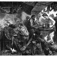 roman tavern - food stock illustrations