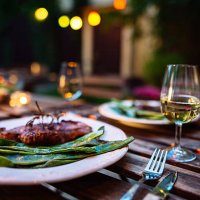 romantic dinner outdoor. - food stock pictures, royalty-free photos & images