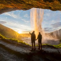 romantic sunrise with love in iceland - seljalandsfoss - travel stock pictures, royalty-free photos & images