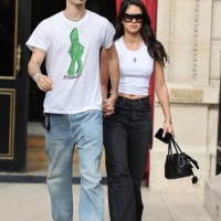 Romeo Beckham and Kim Turnbull are seen leaving their hotel during the Womenswear Fall/Winter 2025/2026 as part of Paris Fashion Week on March 07,...