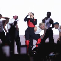 Rosalia Vila performs during a massive concert at Zocalo on April 28, 2023 in Mexico City, Mexico.