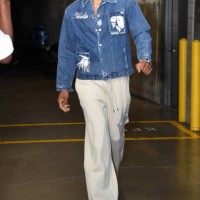 Russell Westbrook of the LA Clippers arrives to the arena before the preseason game on October 19, 2023 at Crypto.Com Arena in Los Angeles,...