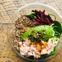 salmon and quinoa salad - junk food stock pictures, royalty-free photos & images