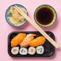 salmon sushi still life - junk food stock pictures, royalty-free photos & images