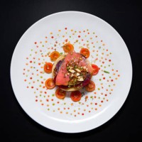 salmon turnip and beet millefeuille - food stock pictures, royalty-free photos & images