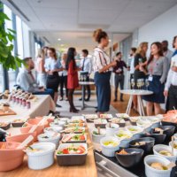 savory and sweet gourmet food at corporate office party - food stock pictures, royalty-free photos & images