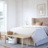 scandinavian bedroom interior - stock photo - home decoration stock pictures, royalty-free photos & images