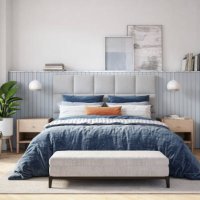 scandinavisch slaapkamerinterieur - stockfoto - home decoration stockfoto's en -beelden