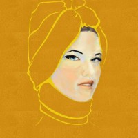 scenic fashion closeup portrait of a women in a bright decorative scarf - fashion stock illustrations