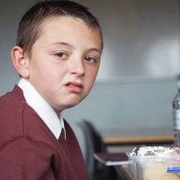 schoolboy (8-10) desk, packed lunch on table, portrait - food stock pictures, royalty-free photos & images