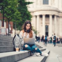 schoolgirl in uk studying outside - travel stock pictures, royalty-free photos & images