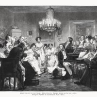 schubertiade, painted (1897) by julius schmid, wood engraving, published 1899 - concert stock illustrations