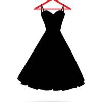 schwarzes kleid auf rotem kleiderbügel - fashion stock-grafiken, -clipart, -cartoons und -symbole