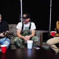 Scotty McCreery, Chase Rice and Matt Thomas of Parmalee are seen backstage at the Concert For Carolina Benefit Concert at Bank of America Stadium on...