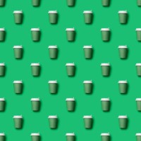 seamless pattern of a disposable cup. takeaway coffee mug pattern on pastel green background. take a break. - junk food stock pictures, royalty-free photos & images