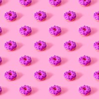 seamless pattern of glazed donuts on pink background. national doughtnuts day. made with plasticine - junk food stock pictures, royalty-free photos & images