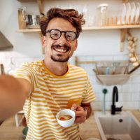 selfie time! - coffee stockfoto's en -beelden