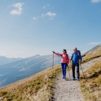 senior couple hiking together. - travel stock pictures, royalty-free photos & images