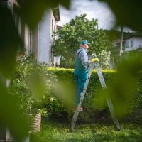 senior working in garden. - garden decoration stock pictures, royalty-free photos & images