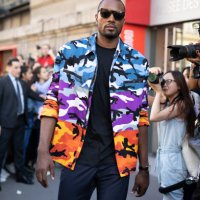 Serge Ibaka is seen on the street during Paris Men's Fashion Week S/S 2019 wearing a multi-color camo jacket on June 20, 2018 in Paris, France.