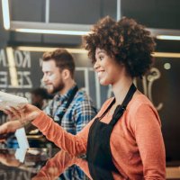 serving customers in fast food restaurant - junk food stock pictures, royalty-free photos & images