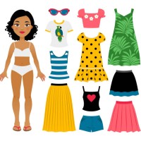 set of girl's summer clothes - fashion stock illustrations