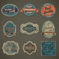 set of nine vintage labels for quality products - fashion stock illustrations