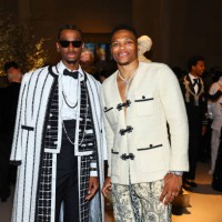 Shai Gilgeous-Alexander and Russell Westbrook attend The 2023 Met Gala Celebrating "Karl Lagerfeld: A Line Of Beauty" at The Metropolitan Museum of...