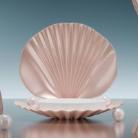 shell shape pedestal product background - fashion stock pictures, royalty-free photos & images