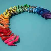 shoes in rainbow formation - fashion stock pictures, royalty-free photos & images