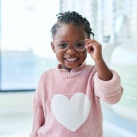shop, glasses and eyes of black child with vision healthcare, frame check or choice in retail with kids medical insurance. eye care, store and african girl with lens for promotion sale. or marketing - fashion stock pictures, 