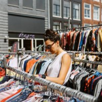 shopping in the amsterdam open market - fashion stock pictures, royalty-free photos & images