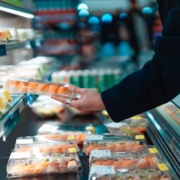 shopping ready to eat sushi at supermarket - junk food stock pictures, royalty-free photos & images