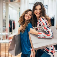 shopping with girlfriend - fashion stock pictures, royalty-free photos & images
