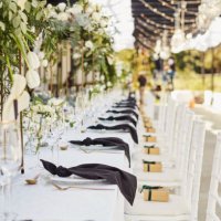 shot of an elegantly decorated table at a wedding reception - garden decoration stock pictures, royalty-free photos & images