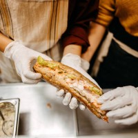 showing a sandwich - junk food stock pictures, royalty-free photos & images