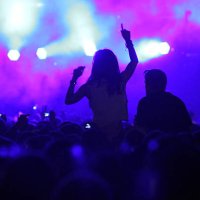 silhouette of girl - concert stock pictures, royalty-free photos & images