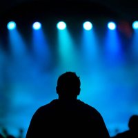 silhouette of man - concert stock pictures, royalty-free photos & images