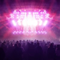 silhouettes of concert crowd - concert stock pictures, royalty-free photos & images