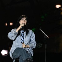 Singer Billie Eilish performs during a 'Global Citizen' concert in Paris on June 22, 2023. International artist headlined the bill for a concert for...