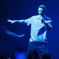Singer Justin Timberlake performs on stage during a concert at the Telenor Arena in Oslo, on August 2, 2018. / Norway OUT