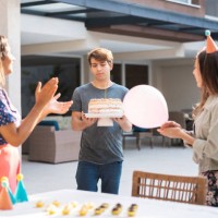 singing congratulations to the teen birthday girl - garden decoration stock pictures, royalty-free photos & images