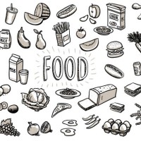 sketchy food drawings vector illustration - food stock illustrations