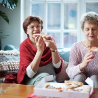 social seniors - junk food stock pictures, royalty-free photos & images