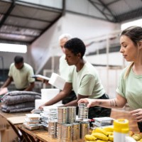 soldiers organizing donations at a gymnasium - food stock pictures, royalty-free photos & images