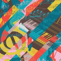 solo grand piano classical music abstract collage background concert poster - concert stock illustrations