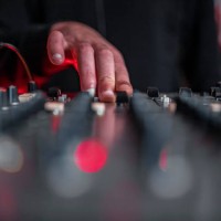 sound mixer and dj's hand - concert stock pictures, royalty-free photos & images