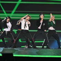 South Korean K-pop group Stray Kids performs during a K-pop concert as part of Seoul Festa 2022 at Jamsil stadium in Seoul on August 10, 2022.