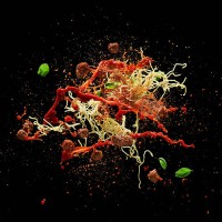 spaghetti and meatballs splashing in air - food stock pictures, royalty-free photos & images